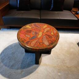 Handmade Resin Colored Pencil Coffee Table - Unique Round Design - thumbnail 4