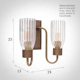 Jim Lawrence Ltd Morston Double Fluted Wall Light , Antiqued Brass, Sconce, Glass Light, Traditional, Vintage, Industrial, Retro - thumbnail 2