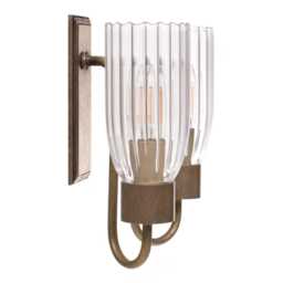 Jim Lawrence Ltd Morston Double Fluted Wall Light , Antiqued Brass, Sconce, Glass Light, Traditional, Vintage, Industrial, Retro - thumbnail 4