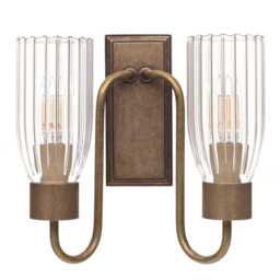 Jim Lawrence Ltd Morston Double Fluted Wall Light , Antiqued Brass, Sconce, Glass Light, Traditional, Vintage, Industrial, Retro - thumbnail 3