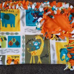 Jungle Friends Panther, Zebra, Monkey, Giraffe, Elephant, Toucan, & Tiger Fleece Tie Blanket - thumbnail 4