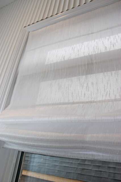 Relaxed Faux Linen Roman Shade Lugano White, Light Filtering, Custom Made - image 1