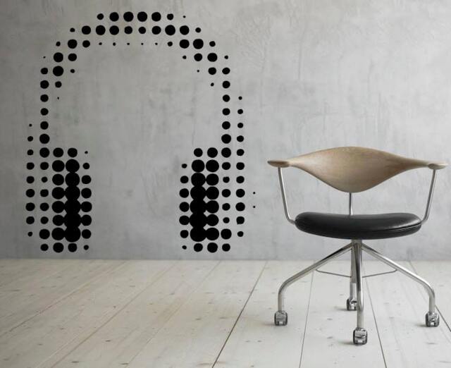 Headphones Wall Decal Music Vinyl Sticker Murals Interior Recording Night Club Decor - 43Za7He - image 1