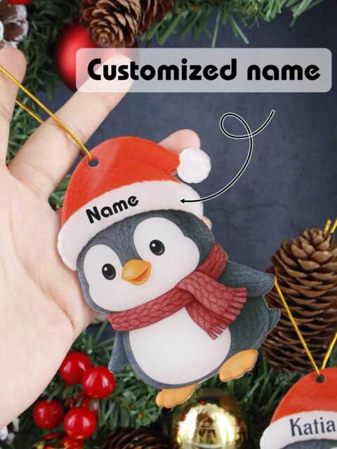 Personalized Penguin Christmas Ornaments, Custom Name Tree Unique Decorations, Customizable Gifts - image 1