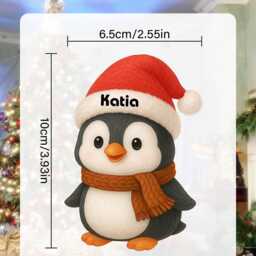 Personalized Penguin Christmas Ornaments, Custom Name Tree Unique Decorations, Customizable Gifts - thumbnail 3