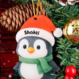 Personalized Penguin Christmas Ornaments, Custom Name Tree Unique Decorations, Customizable Gifts - thumbnail 4