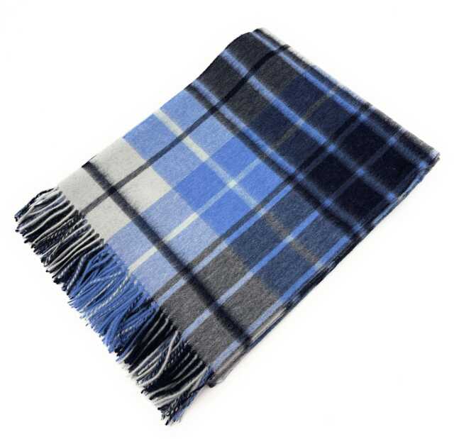 100% Lambswool Blanket - Mill Check Eclipse Tartan, Soft Scottish Throw - image 1