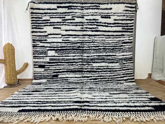 Moroccan Rug Hand Knotted 7x10 Ft , Rugs For Living Room Striped Handmade Area Wool Beni Ourain Berber - image 1