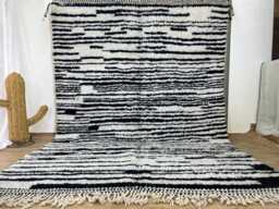 Moroccan Rug Hand Knotted 7x10 Ft , Rugs For Living Room Striped Handmade Area Wool Beni Ourain Berber - thumbnail 1