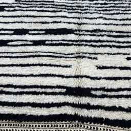 Moroccan Rug Hand Knotted 7x10 Ft , Rugs For Living Room Striped Handmade Area Wool Beni Ourain Berber - thumbnail 4