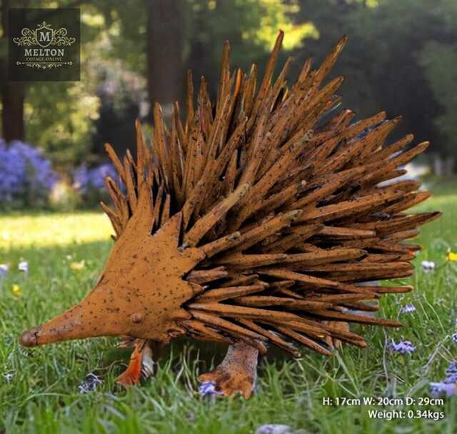 Rusty Metal Hedgehog Garden Ornament Sculpture - Recycled Animals - image 1