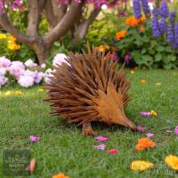 Rusty Metal Hedgehog Garden Ornament Sculpture - Recycled Animals - thumbnail 2