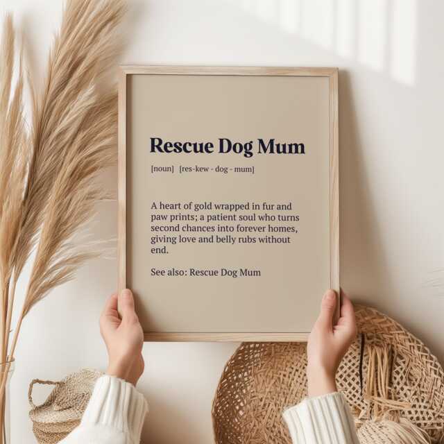 Personalised Rescue Dog Mum Print - Custom Lover Gift, Funny Wall Art, Pet Adoption Present, Christmas Gift For Owners - image 1