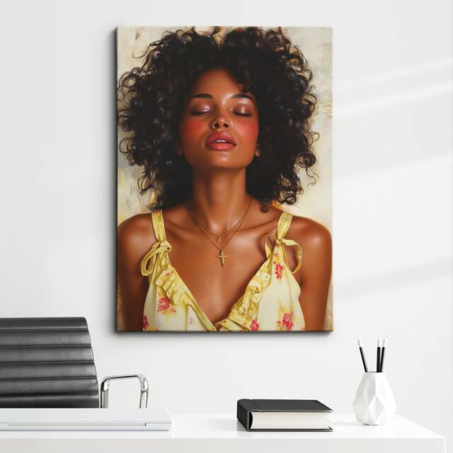 African American Woman Abstract Oil Painting Framed Poster Print & Canvas Wall Decor Art Bedroom Home Office Interior Gift - image 1
