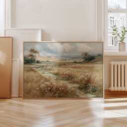 Wildflower Meadow Poster, Country Landscape Print, Paper Wall Art - thumbnail 4