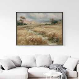 Wildflower Meadow Poster, Country Landscape Print, Paper Wall Art - thumbnail 3