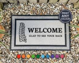 Welcome Glad To See Your Back - Chiropractor Mat Funny Doormat Office Physiotherapy Door Business Gift - thumbnail 1