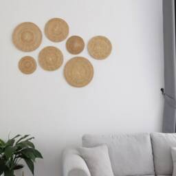 Woven Seagrass Plate Wall Art - Rattan Wicker Hanging Decor, Set Of 7 - thumbnail 3