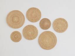 Woven Seagrass Plate Wall Art - Rattan Wicker Hanging Decor, Set Of 7