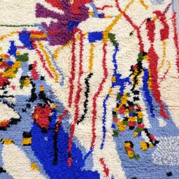 Blue Colorful Moroccan Area Rug - Handmade Wool Berber Style, Perfect Retirement Gift For Women , Style - thumbnail 3