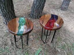 River Tables, Wood Coffee Resin Tables Wood, Epoxy Round End Outdoor Patio Furniture, Steel