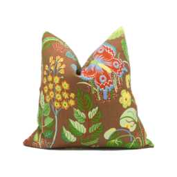 Schumacher - Exotic Butterfly Brown Signature Josef Frank Whimsical Designer Cushion Cover Luxury Throw Pillow Handmade - thumbnail 1