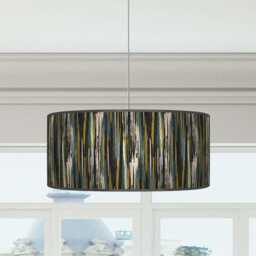 Handmade Abstract Stripe Drum Lampshade Mustard, Teal & Grey - thumbnail 3