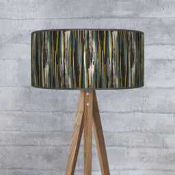 Handmade Abstract Stripe Drum Lampshade Mustard, Teal & Grey - thumbnail 1