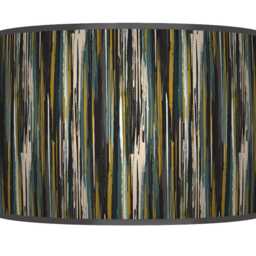 Handmade Abstract Stripe Drum Lampshade Mustard, Teal & Grey - thumbnail 2