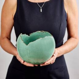 x-Large Turquoise Ceramic Planter, Large Vase For Flowers, Home Decoration Boho Chic Stylish Entrance Decor, Handmade Pottery - thumbnail 2
