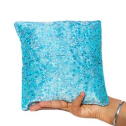 Blue Brocade Silk Accent Pillow Cover - Throw Pin Cushion Ring Decorative Handmade Pure - 8 - thumbnail 2