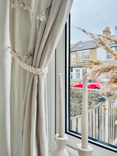 Braided Curtain Tie Back - Boho Minimalist Drapery Holdback Rustic Farmhouse Window D??cor - image 1