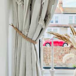Braided Curtain Tie Back - Boho Minimalist Drapery Holdback Rustic Farmhouse Window D??cor - thumbnail 3
