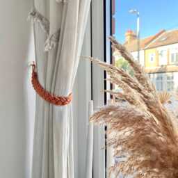 Braided Curtain Tie Back - Boho Minimalist Drapery Holdback Rustic Farmhouse Window D??cor - thumbnail 4
