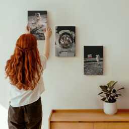 Canvas Wall Art Set Of 3 - Astronauts Landing On The Moon Photos, Black Art, Space & Astrology Decor - thumbnail 3
