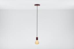 Bjorn Single Ceiling Pendant Lamp Burgundy Textile Cable Raw Brass