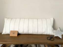 Amara - Ash Grey Pattern Lumbar Linen Modern Farmhouse Cushion Covers - thumbnail 1