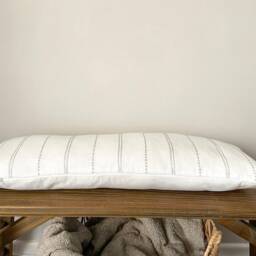 Amara - Ash Grey Pattern Lumbar Linen Modern Farmhouse Cushion Covers - thumbnail 2
