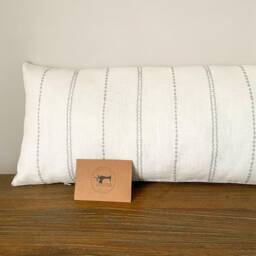 Amara - Ash Grey Pattern Lumbar Linen Modern Farmhouse Cushion Covers - thumbnail 3