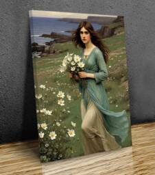 Windflowers, Inspired By John William Waterhouse, Home D??cor, Canvas Print Art Framed - thumbnail 1
