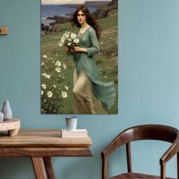 Windflowers, Inspired By John William Waterhouse, Home D??cor, Canvas Print Art Framed - thumbnail 3