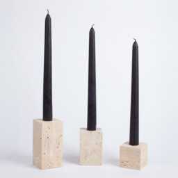 Travertine & Onyx Candlestick Holder, Chunky Marble Rectangle Stone Candle - thumbnail 2