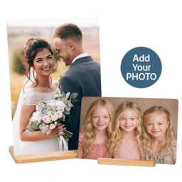 Personalised Custom Metal Photo Print With Your Picture Image Logo Text Design Own - Customised Frame Bamboo Base Art Gift A4 A5 - thumbnail 4