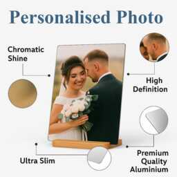Personalised Custom Metal Photo Print With Your Picture Image Logo Text Design Own - Customised Frame Bamboo Base Art Gift A4 A5 - thumbnail 2