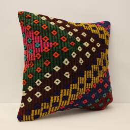 Vintage Turkish Kilim Pillow Cover, Bohemian Cushion - 18x18 Inches - thumbnail 2