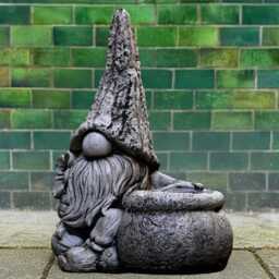 Stone Gnome With Flower Pot Statue Concrete Planter Sculpture Whimsical Outdoor Figurine Handcrafted Garden Elf Ornament Front Door Art Gift - thumbnail 2