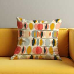 Retro Oval Pattern Cushion Cover, Mid Century Modern Throw Pillow Cover in Warm Tones, Abstract Living Room Decor - thumbnail 2