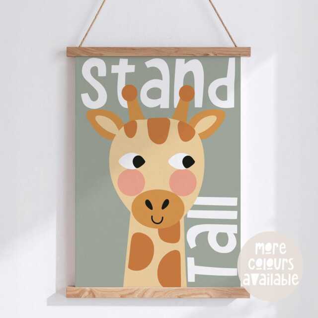 Giraffe Print -- Stand Tall, Safari Nursery Print, Jungle Decor, Playroom Bedroom, Unframed - image 1