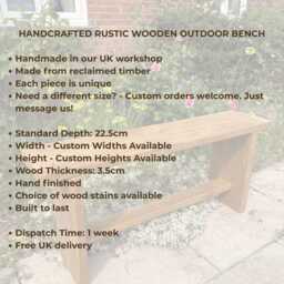 Handcrafted Rustic Wooden Garden Bench - Solid Reclaimed Wood Furniture Patio Seating Custom Sizes Available Ready To Use - thumbnail 2