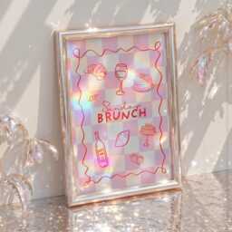 Pink Sunday Brunch Print - Trendy Foodie Wall Art - thumbnail 2